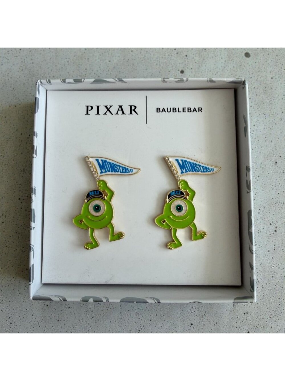 BAUBLEBAR Monsters Inc Mike Wazowski Pennant Earrings NEW NIB
